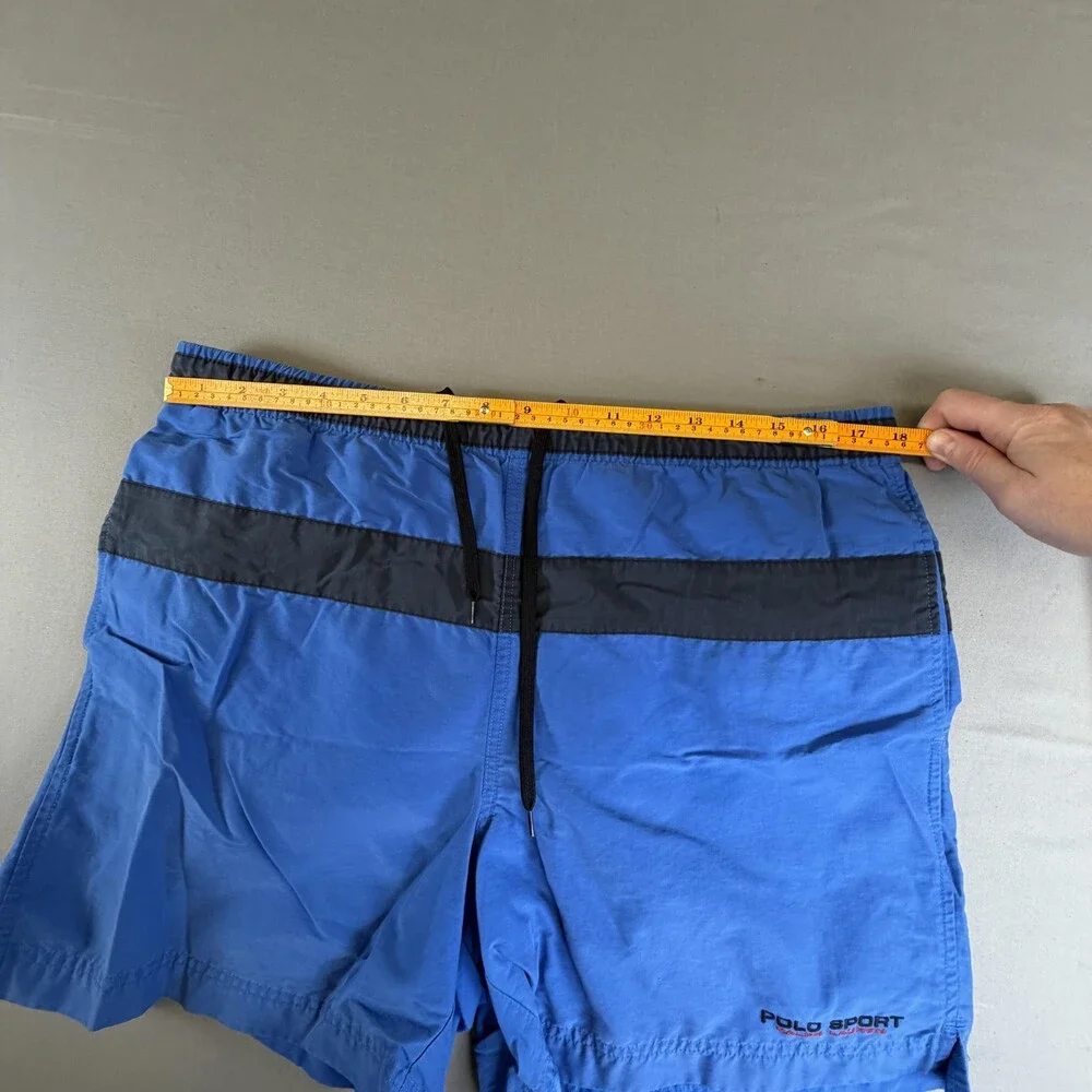 Polo Sport Ralph Lauren Shorts Men Medium Blue Swim Trunks Drawstring Lined 36x6